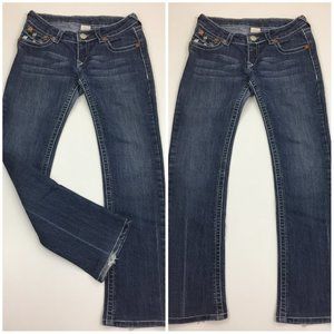 TRUE RELIGION Medium Wash JOEY SUPER T 5 Pocket Logo Hardware Denim Jeans